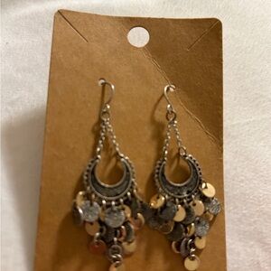 Boho Chic Silver and Gold Dangle Earrings